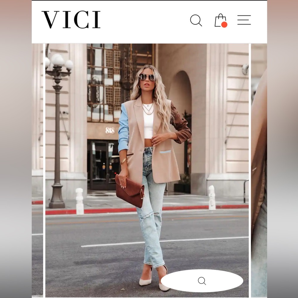 VICI THIS OR THAT POCKETED COLORBLOCK BLAZER